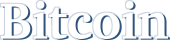 Premier logo de Bitcoin : le mot Bitcoin en dégradé bleu